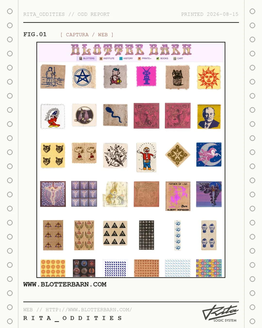 Lámina de Rita: Blotterbarn / The Institute of Illegal Images (colección de Mark McCloud)