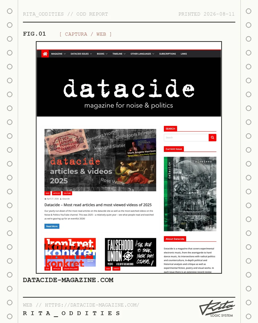 Lámina de Rita: Datacide — Magazine for Noise & Politics (archivo digital completo)
