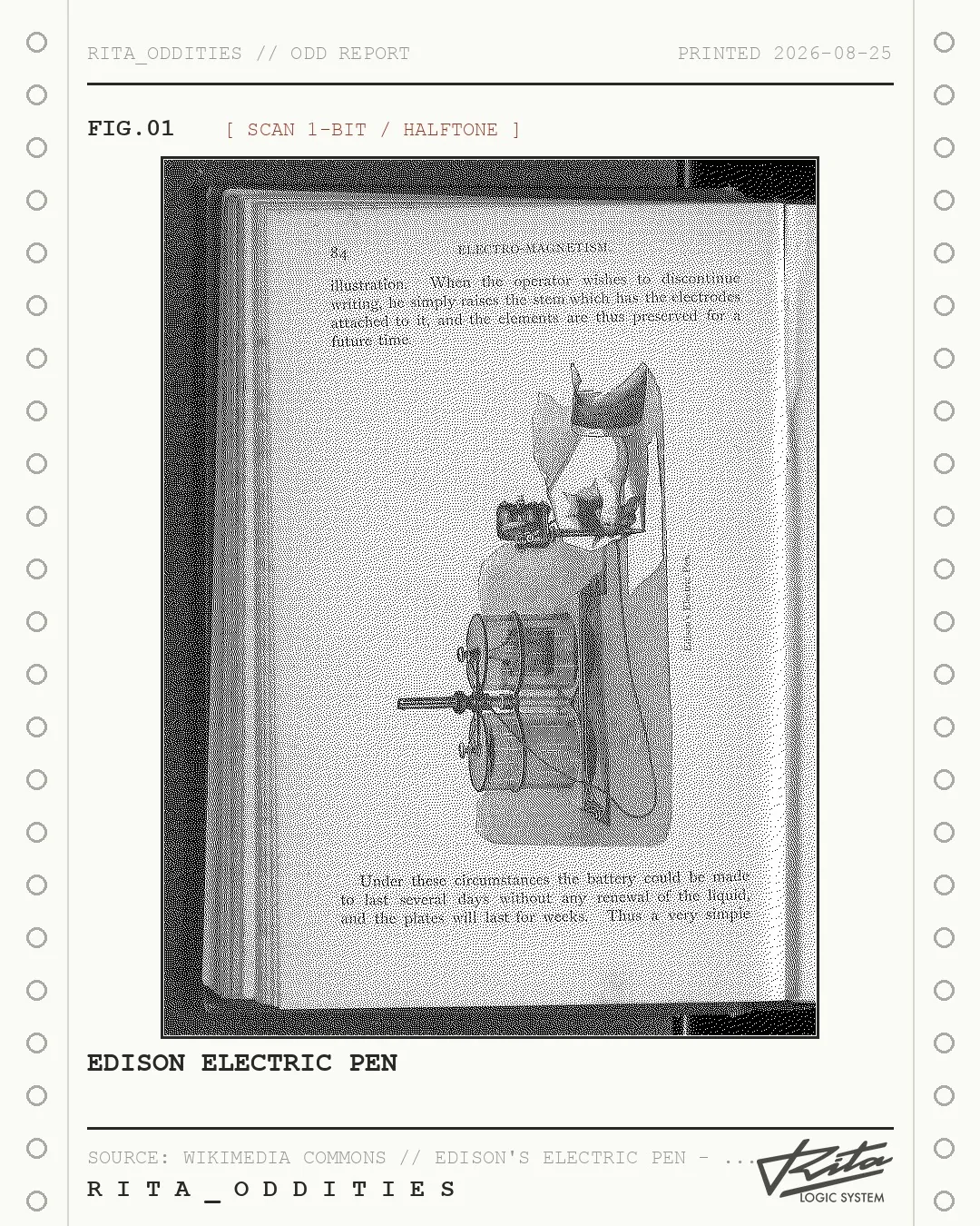 Lámina de Rita: Edison Electric Pen